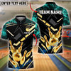 BlueJose Bowling And Pins Smoke Premium Gold Pattern Customized Name, Team Name 3D Shirt (4 Colors)