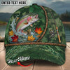 BlueJose Fishing Green Camo Autumn Leaves Rope Personalized Name Classic 3D Cap Personalized Cap (13 Breeds)