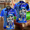 BlueJose Billiards Ball 9 Cute Rabbit Girl Colorful Graffiti Personalized Name Shirt (4 Colors)