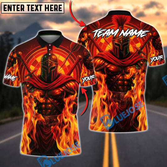 BlueJose Darts Fiery Spartan Warriorr Design Personalized Name, Team Name Unisex Shirt (4 Colors)