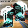 BlueJose Bowling And Pins Champion Golden Customized Name, Team Name 3D Shirt (4 Colors)