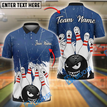BlueJose Bowling And Pins Angry Ball vs Screaming Pins Customized Name 3D Shirt (4 Colors)