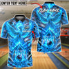 BlueJose Bowling And Pins Fire Phoenix Volcanic Customized Name, Team Name 3D Shirt (4 Colors)