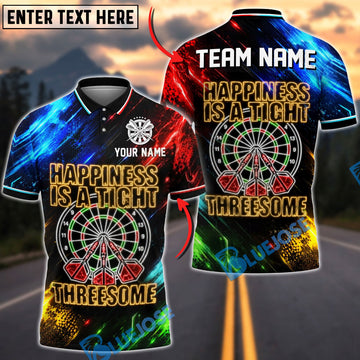 BlueJose Darts Happiness Is A Tight Threesome Dartboard Design Personalized Name Shirt