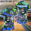 BlueJose Bowling & Pins Graffiti Game Character Customized Name, Team Name 3D Shirt (4 Colors)