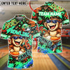 BlueJose Bowling & Pins Graffiti Cool Monkey Game Character Customized Name, Team Name 3D Shirt (4 Colors)