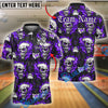 BlueJose Bowling And Pins Flame Skull Customized Name, Team Name 3D Shirt (4 Colors)