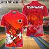 BlueJose Bowling & Pins Fire Fox Customized Name, Team Name 3D Shirt (4 Colors)