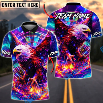 BlueJose Darts Flaming Neon Eagle Dartboard Personalized Name Shirt