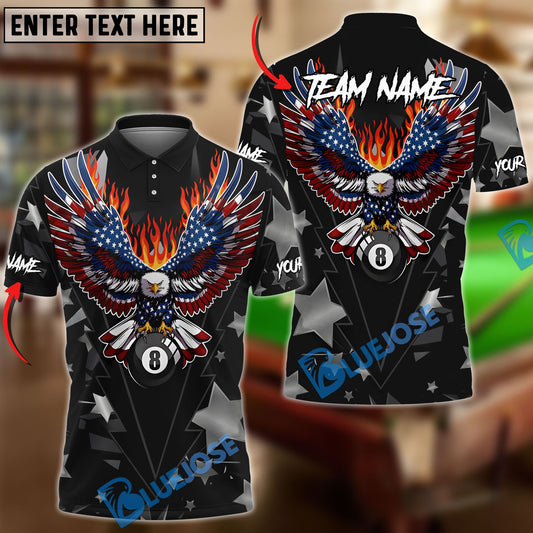 BlueJose Billiards 8-Ball Pool Eagle Inferno Personalized Name, Team Name Unisex Shirt