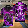 BlueJose Bowling And Pins Fantasy Knight Thunder Lightning Pattern Customized Name 3D Shirt (4 Colors)