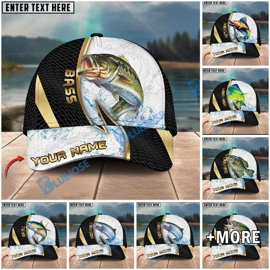 BlueJose Fishing Gold Black Dynamic Jump Personalized Cap (13 Breeds)
