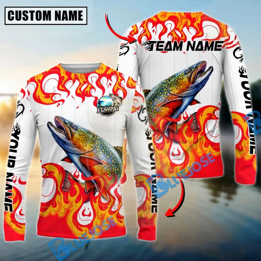 Bluejose Trout Fishing Burning White Custom Name & Team Name 3D Shirts