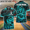 BlueJose Bowling And Pins Neon Cobra Snake Customized Name, Team Name 3D Shirt (4 Colors)