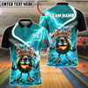 BlueJose Bowling & Pins King Crown Fire Lightning Customized Name, Team Name 3D Shirt (4 Colors)