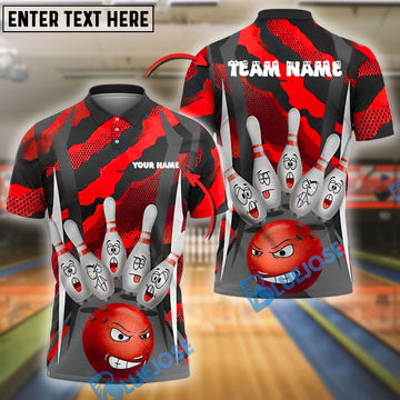 BlueJose Bowling And Pins Furious Strike Customized Name, Team Name 3D Shirt (4 Colors)
