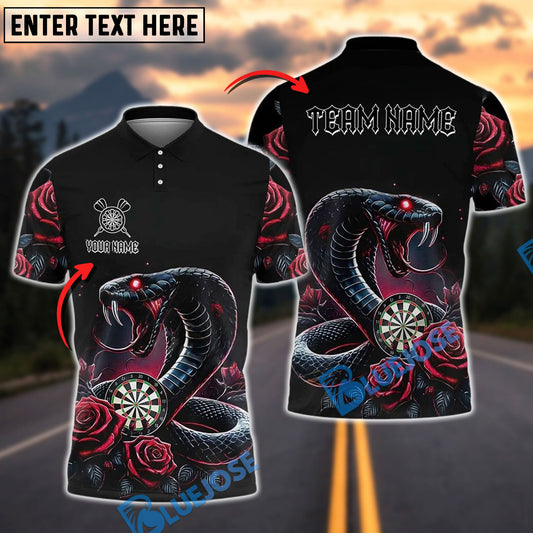 BlueJose Darts Rose And Dartboard Cobra Snake Customized Name, Team Name 3D Shirt (4 Colors)