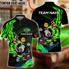 BlueJose Billiards Fire Flame Lightning 8 Ball Pool Customized Name, Team Name 3D Shirt (4 Colors)