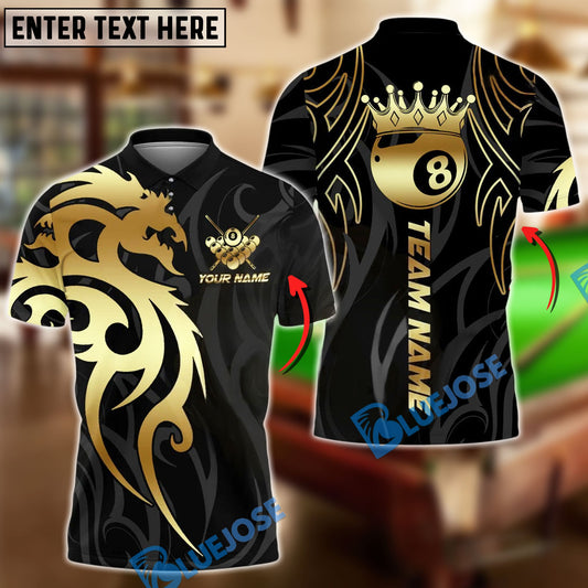 BlueJose Billiards 8 Ball Sport Dragon Crown Tribal Personalized Name, Team Name Unisex Shirt (4 Colors)