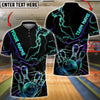 BlueJose Bowling & Pins Neon Thunder Lightning Customized Name, Team Name 3D Shirt (4 Colors)