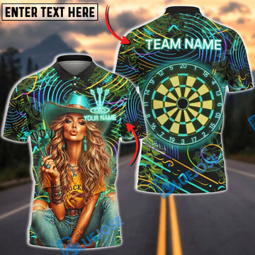 BlueJose Darts Western Cowgirl Girl Neon Style Personalized Name Shirt