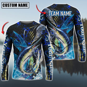 Bluejose Marlin Fishing Tailored Tides Pattern Custom Name & Team Name Shirts