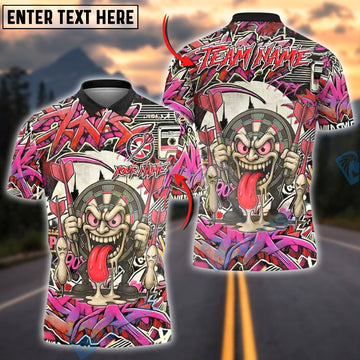 BlueJose Darts Graffiti Crazy Face Customized Name, Team Name 3D Shirt (4 Colors)