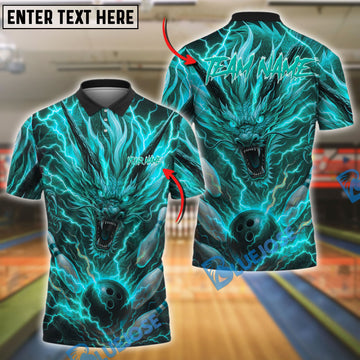 BlueJose Bowling And Pins Thunder Dragon Lightning Power Customized Name 3D Shirt (4 Colors)