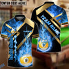 BlueJose Billiards Ball 9 Metal And Fire Flame Personalized Name, Team Name Unisex Shirt ( 4 Colors )