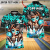 BlueJose Bowling And Pins Cute Leopard Girl Strike Graffiti Style Customized Name, Team Name 3D Shirt (6 Colors)