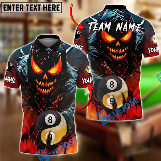 BlueJose Billiards Ball 8&9 Yin And Yang Flame Skull Personalized Name, Team Name Unisex Shirt (4 Colors)