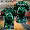 BlueJose Bowling And Pins Flame Lightning Lion Customized Name, Team Name 3D Shirt (6 Colors)