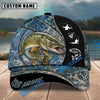 BlueJose Fishing Blue Marble Splash Design Personalized Name Classic 3D Cap Personalized Cap (13 Breeds)