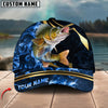 BlueJose Fishing Blue Ocean Wave & Gold Geometric Personalized Cap (12 Breeds)