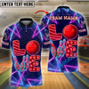 BlueJose Bowling LOVE With Pins And Ball In Neon Design Customized Name, Team Name 3D Shirt