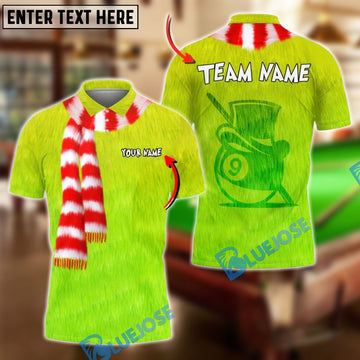 BlueJose Billiards Ball 9 Green Furry Grinch Style Customized Name, Team Name 3D Shirt