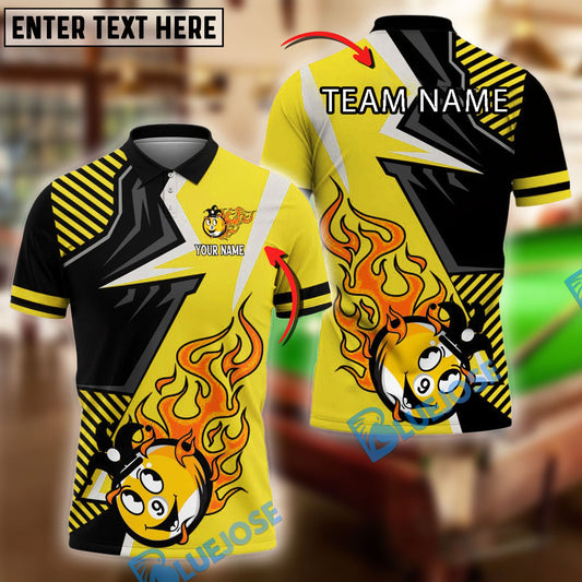 BlueJose Billiards Ball 9 Pool Funny Blazing Strike Personalized Name & Team Name Shirt (4 Colors)