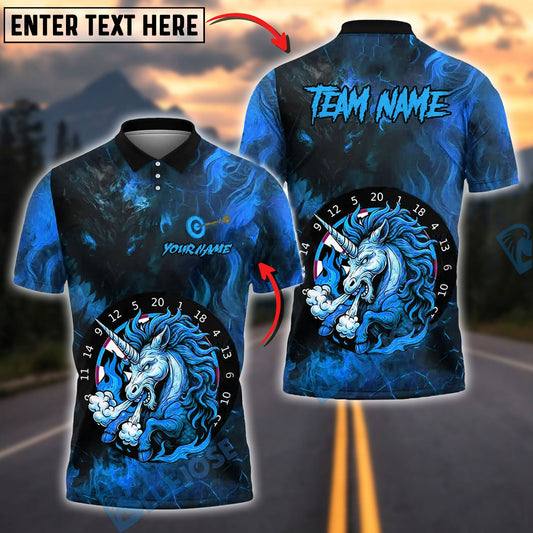 BlueJose Darts Unicorn DartBoard Design Customized Name, Team Name 3D Shirt (4 Colors)