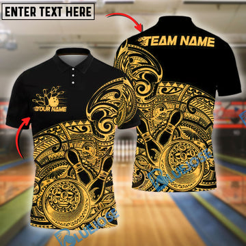 BlueJose Bowling And Pins Tribal Strike Customized Name, Team Name 3D Shirt (4 Colors)