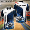BlueJose Bowling And Pins Explosion Flame Lightning Customized Name, Team Name 3D Shirt (4 Colors)