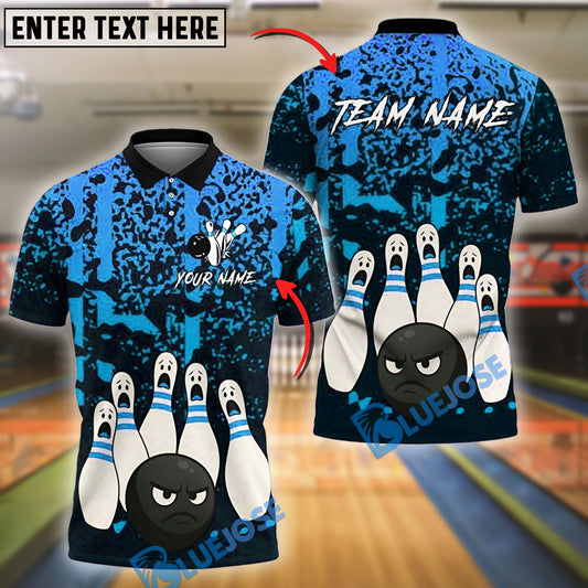 BlueJose Bowling And Pins Black Ball Fury Customized Name, Team Name 3D Shirt (4 Colors)