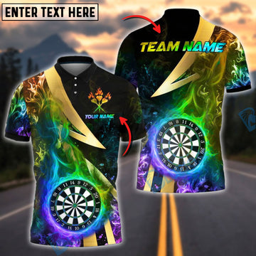 BlueJose Darts Dartboard Colorful Smoke Customized Name, Team Name 3D Shirt (4 Colors)