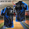 BlueJose Bowling And Pins Strike Flaming Ball Pins Customized Name, Team Name 3D Shirt (4 Colors)