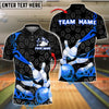 BlueJose Bowling And Pins Fire Strike Flame Customized Name, Team Name 3D Shirt (4 Colors)