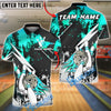 BlueJose Bowling And Pins Fire Silver Black Flame Strikes Style Customized Name, Team Name 3D Shirt (4 Colors)
