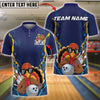 BlueJose Bowling And Pins Turkey Fun Style Customized Name, Team Name 3D Shirt (4 Colors)