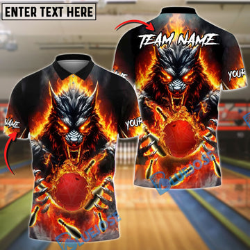 BlueJose Bowling And Pins Fire Beast Power Customized Name, Team Name 3D Shirt (4 Colors)