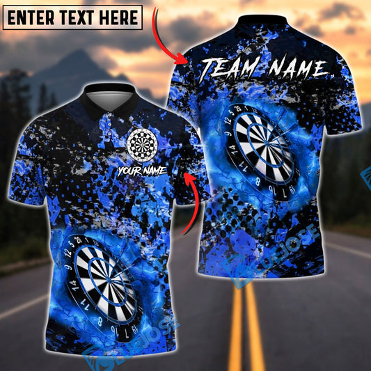 BlueJose Darts Black Grunge Dartboard Personalized Name, Team Name Unisex Shirt (4 Colors)