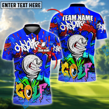 BlueJose Golf Graffiti Angry Golf Ball Art Multicolor Options Personalized Name, Team Name 3D Shirt (4 Colors)