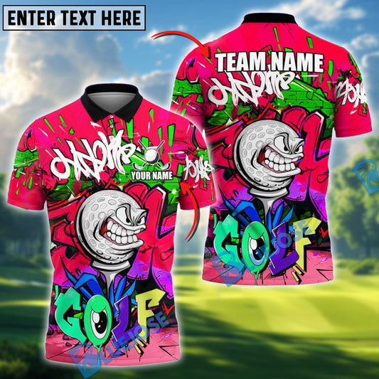 BlueJose Golf Graffiti Angry Golf Ball Art Multicolor Options Personalized Name, Team Name 3D Shirt (4 Colors)